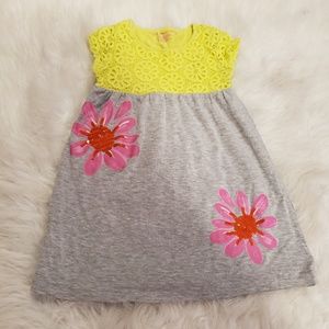 Design History Girls 4T Floral/Gray/Yellow Dress
